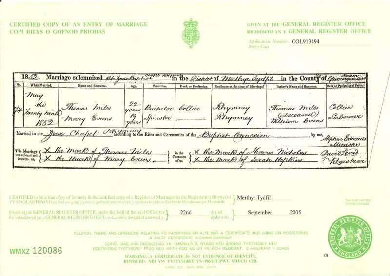 marriage certificate